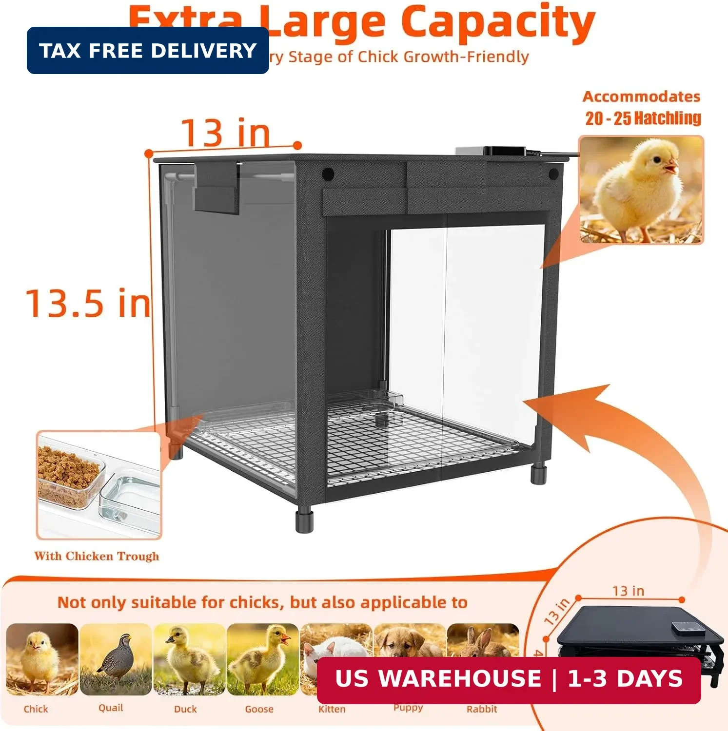 Brooder Box for Chicks, Upgrade Chicken Brooder Box with Adjustable Temp (77~95℉