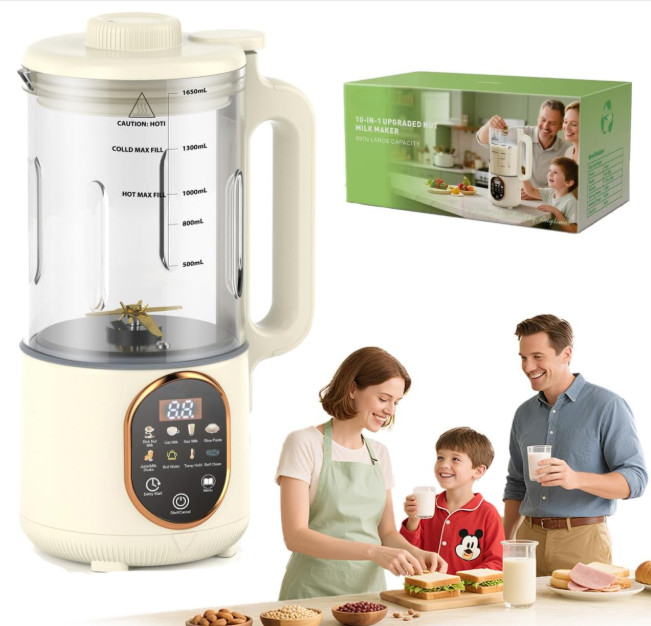 Máquina 10 en 1 para leches vegetales, 60 oz, autolimpieza y función mantener ca