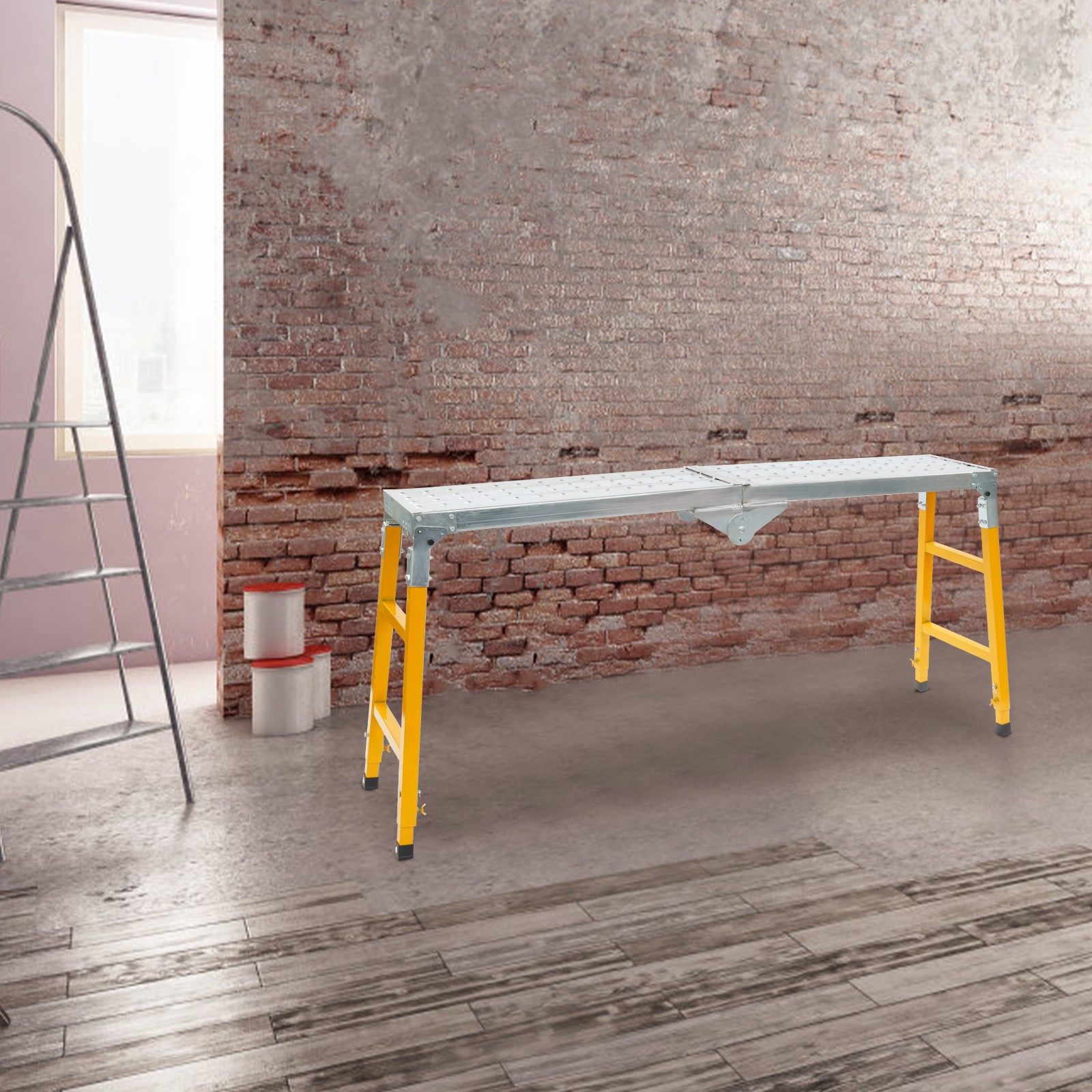 Portable Work Platform Adjustable with Folding Legs for Workshop/Garage/Office
