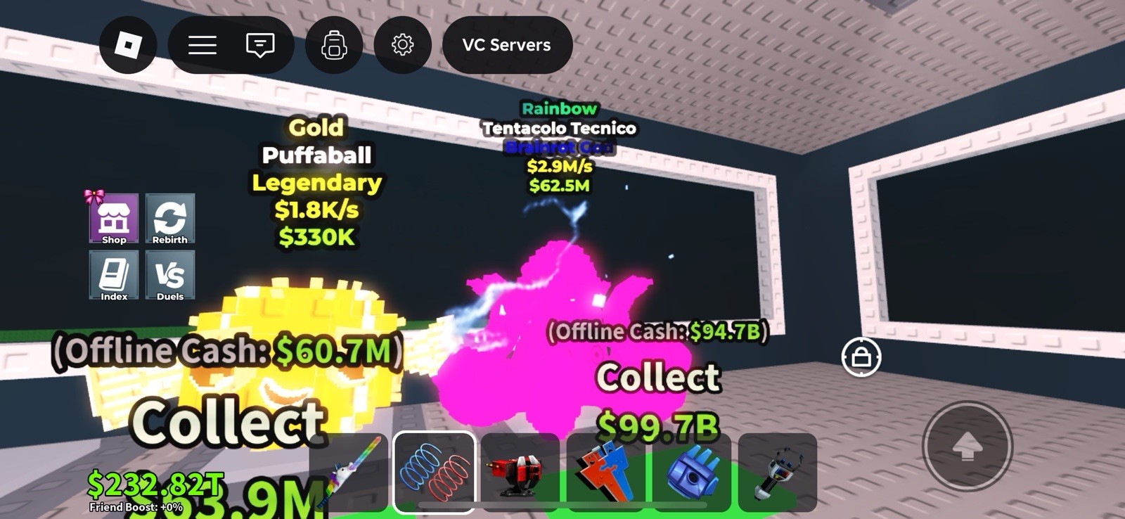Roblox Gold Puffaball Legendary & Rainbow Tentacolo Tecnico In-Game Items