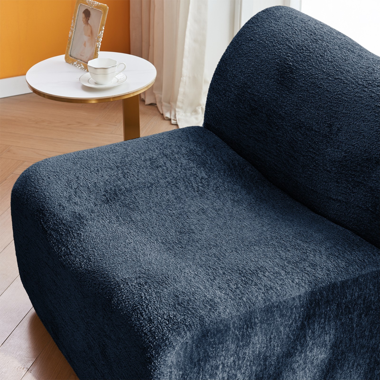 Space-Saving Single Foam Sofa Chair with Footrest & Pillow