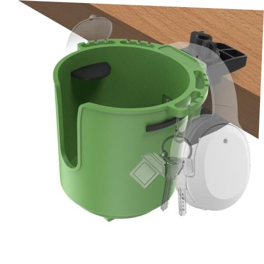 Spill-Proof Desk Cup Holder Clamp for Tables, Patio Chairs, 3.38" Medium Green