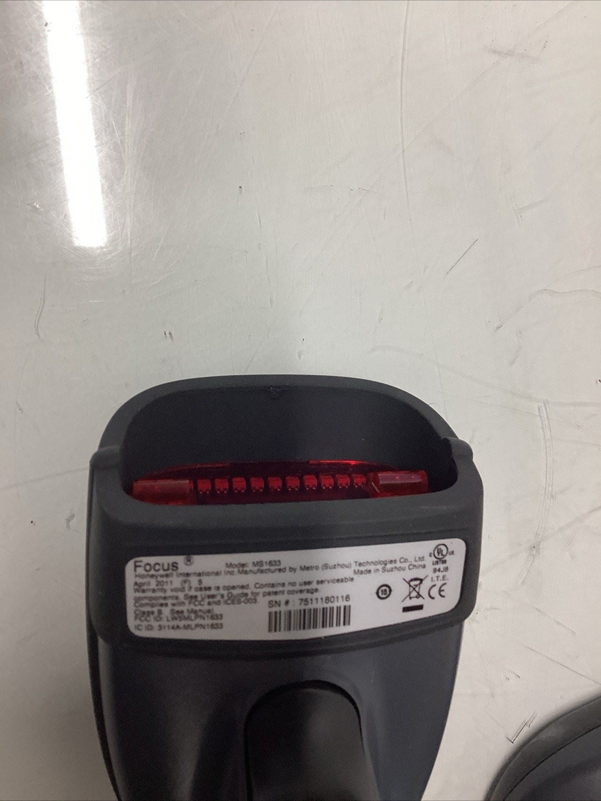 Metrologic SCANNER MS1633 With Base Missing Battery N-916