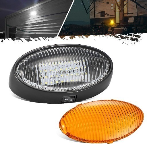 Oval LED Porch Light with Switch, Exterior Utility Light Rep Color: Black Base