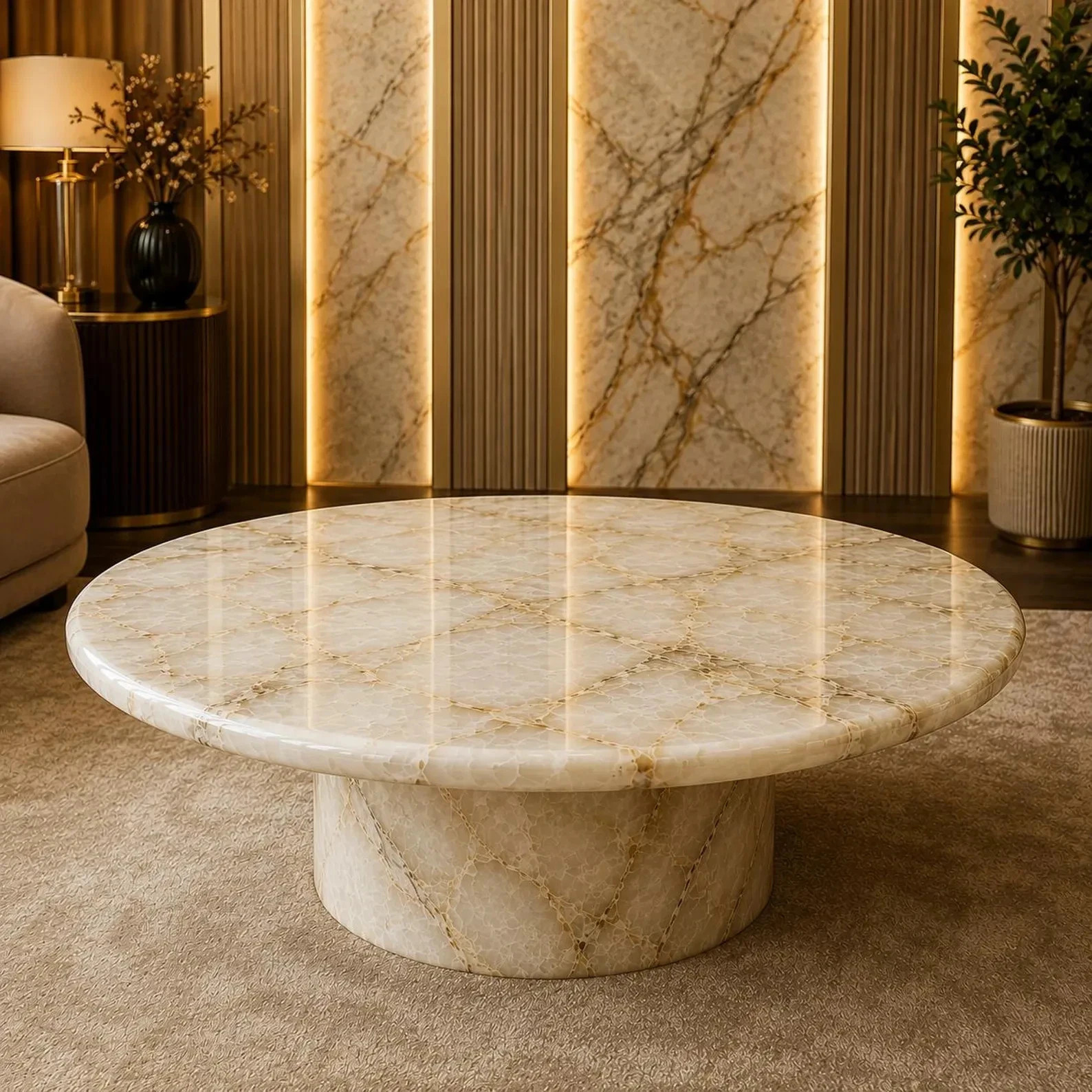 Quartz Stone Table | Luxury Natural Crystal Coffee Table | Handmade Quartz Table