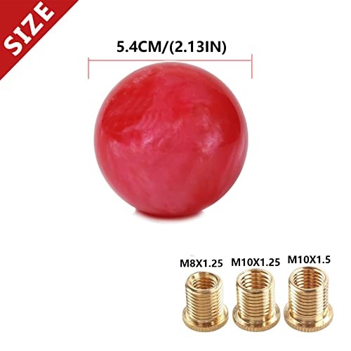 Shift knob Round Ball Marble Style Universal for Manual Automatic Vehicles Red