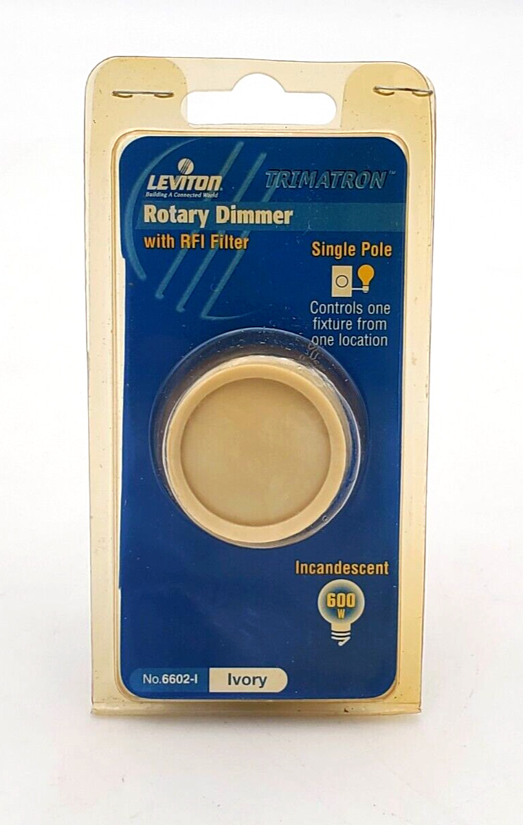 Leviton Rotary Dimmer Switch Single Pole No.6602-1 Ivory Trimatron Brand New