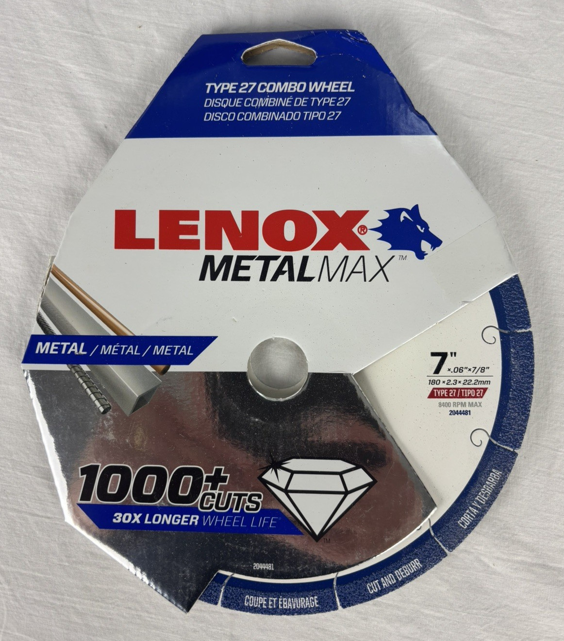 Lenox 2044481  Type 27 Diamond Grit 7" Cutting Wheel Brand New