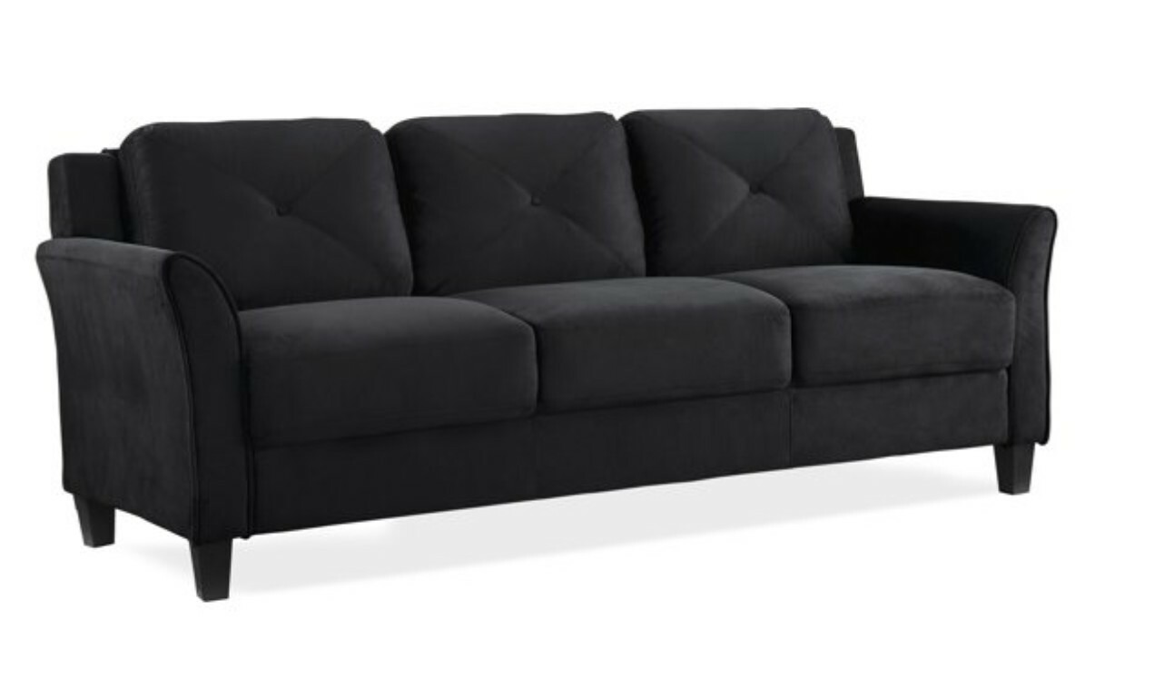 BRAND New Lifestyle Solutions Taryn Curved Arms Sofa, Black Fabric