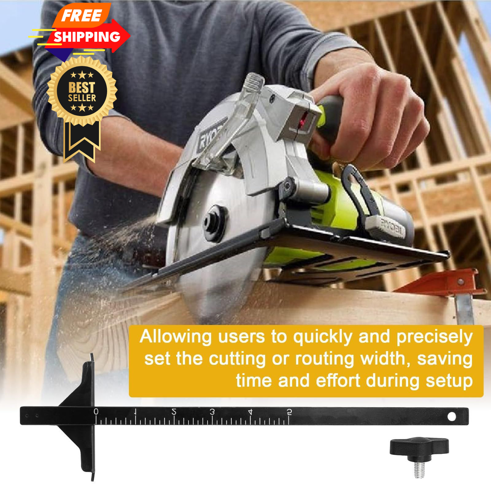 Edge Rip Guide for Ryobi P508 Circular Saw 204585001 Black