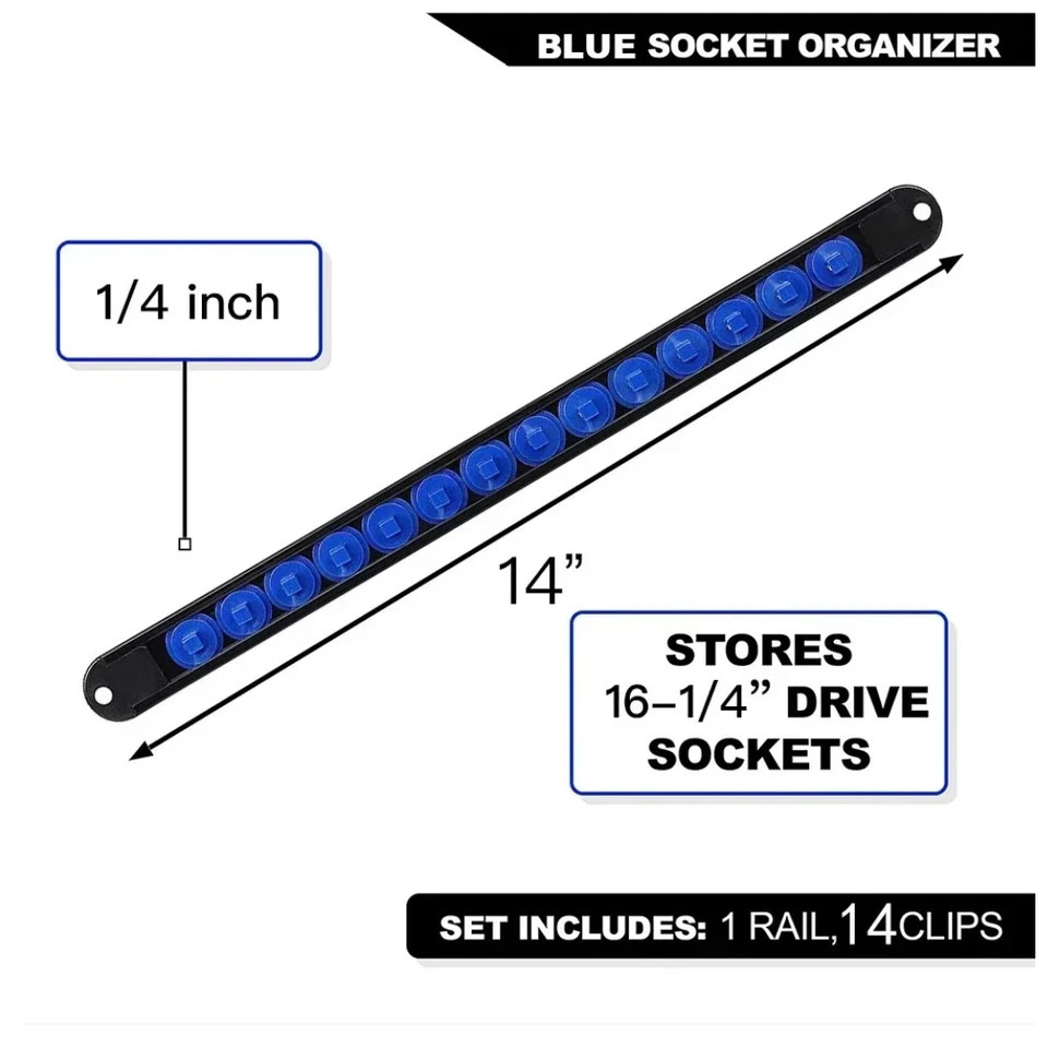 1Pcs 360° Swivel Socket Organizer Durable Socket Clip Rail Holder Tool Rack