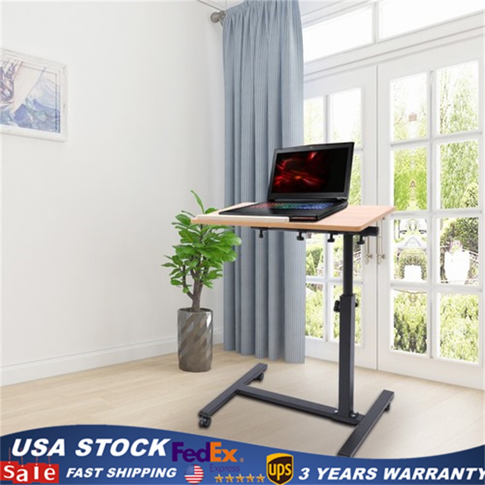 Rolling Laptop Desk Adjustable Mobile Computer Stand Bed Side Table Office Desk