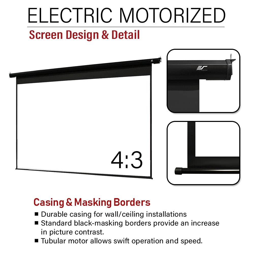104-Inch Motorized Projector Screen, 4:3, Electric Drop Down Projector Screen...