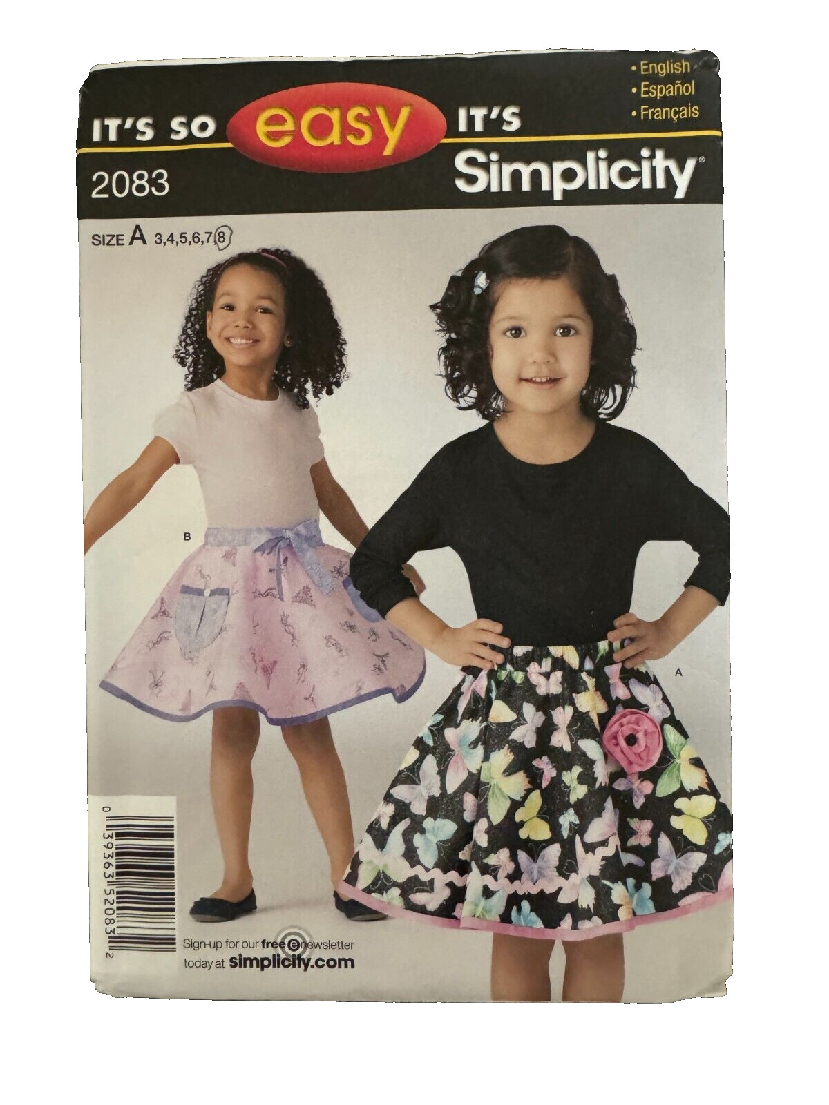 2083 SIMPLICITY Skirt Elastic Waist 70s Style Full Swing EASY Size 3 4 5 6 7 8