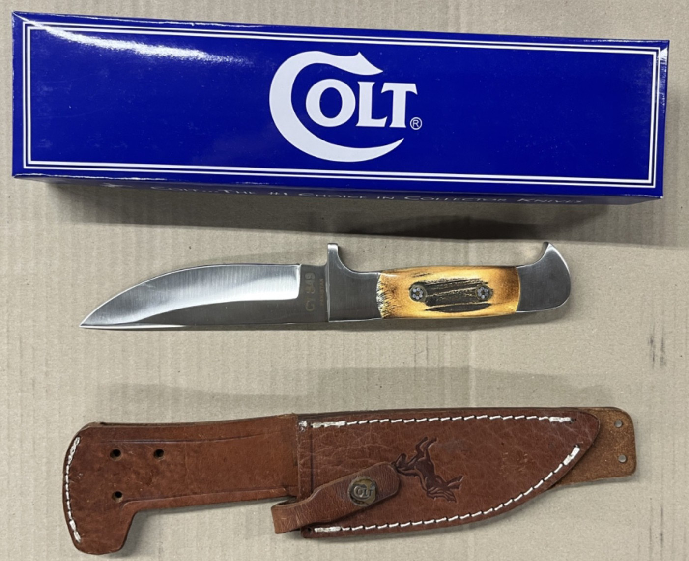 Colt Knife CT849 Fixed Blade Knife with Stag Handle -New Old Stock