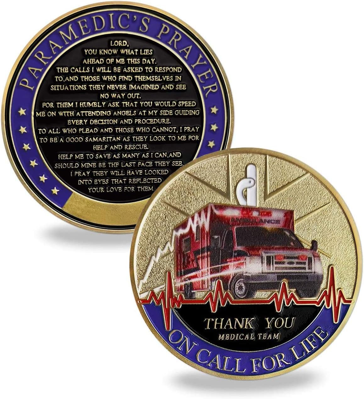 Emergency Medical Services Medic Challenge Coin EMT EMS Paramedic's Prayer Coin