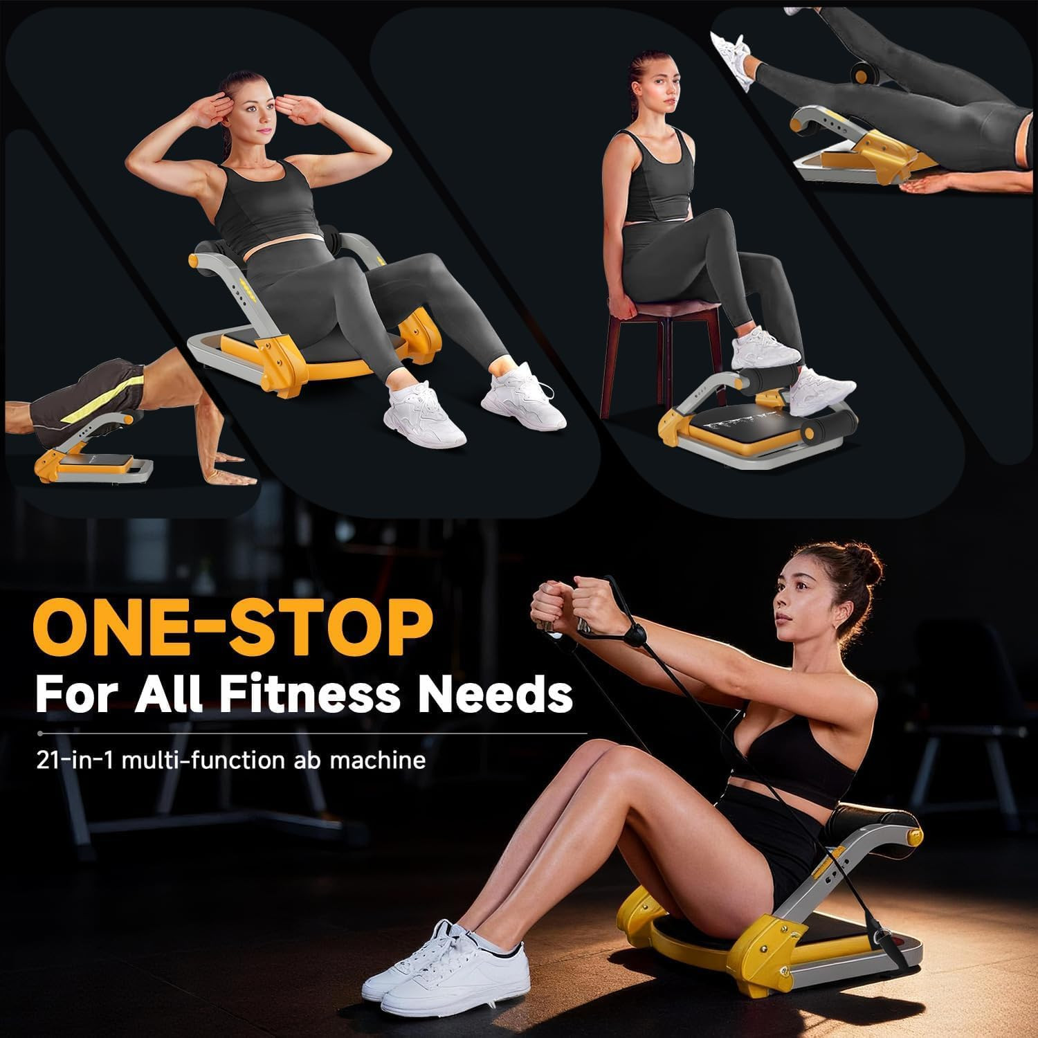 Ab Trainer/Crunch Machine, Ab Workout Equipment, 4 Adjustable Resistance, Ab Mac
