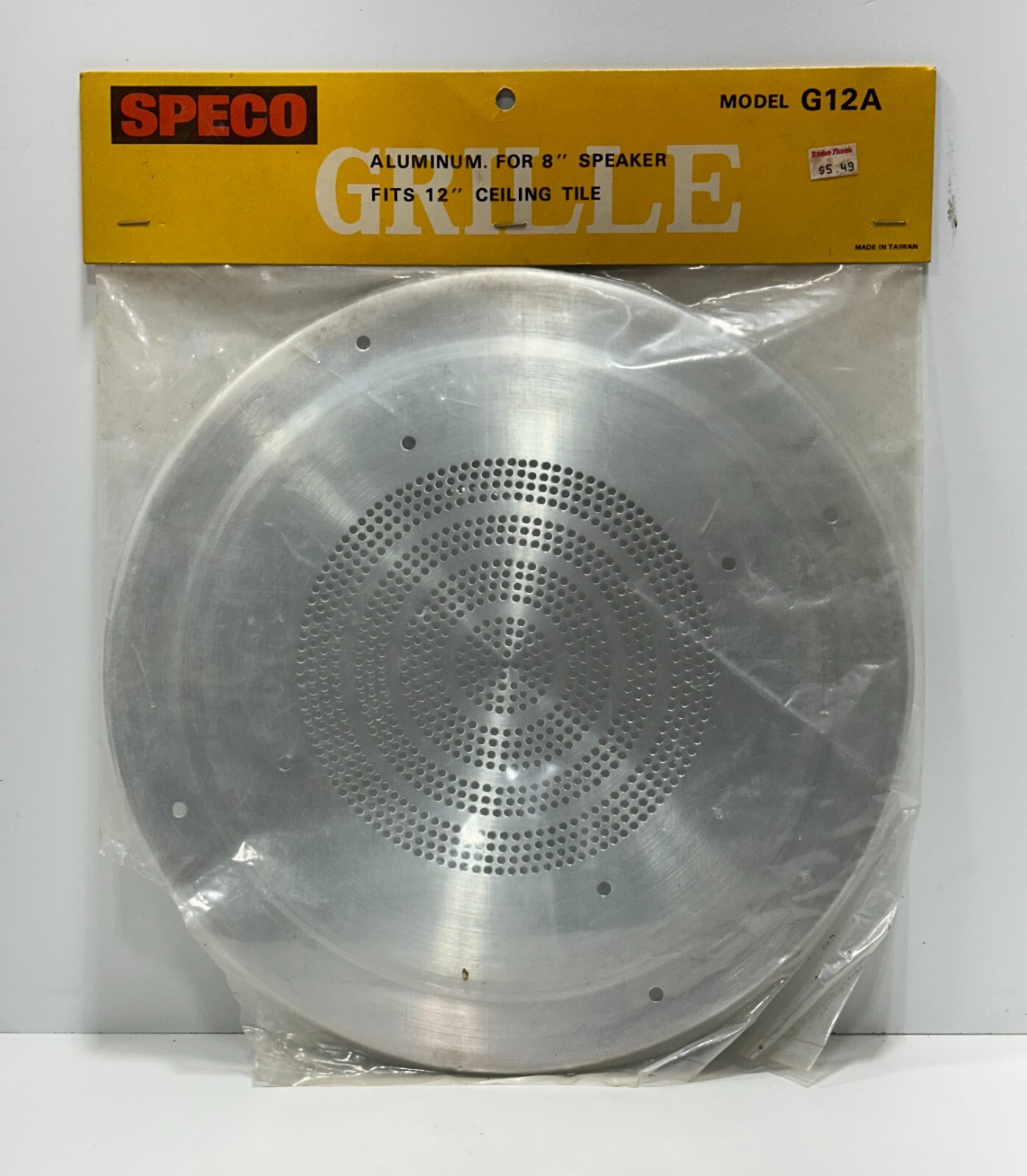 Vintage Speco Grille Model G12A~ aluminum for 8" Speaker~ Fits 12" Ceiling Tile