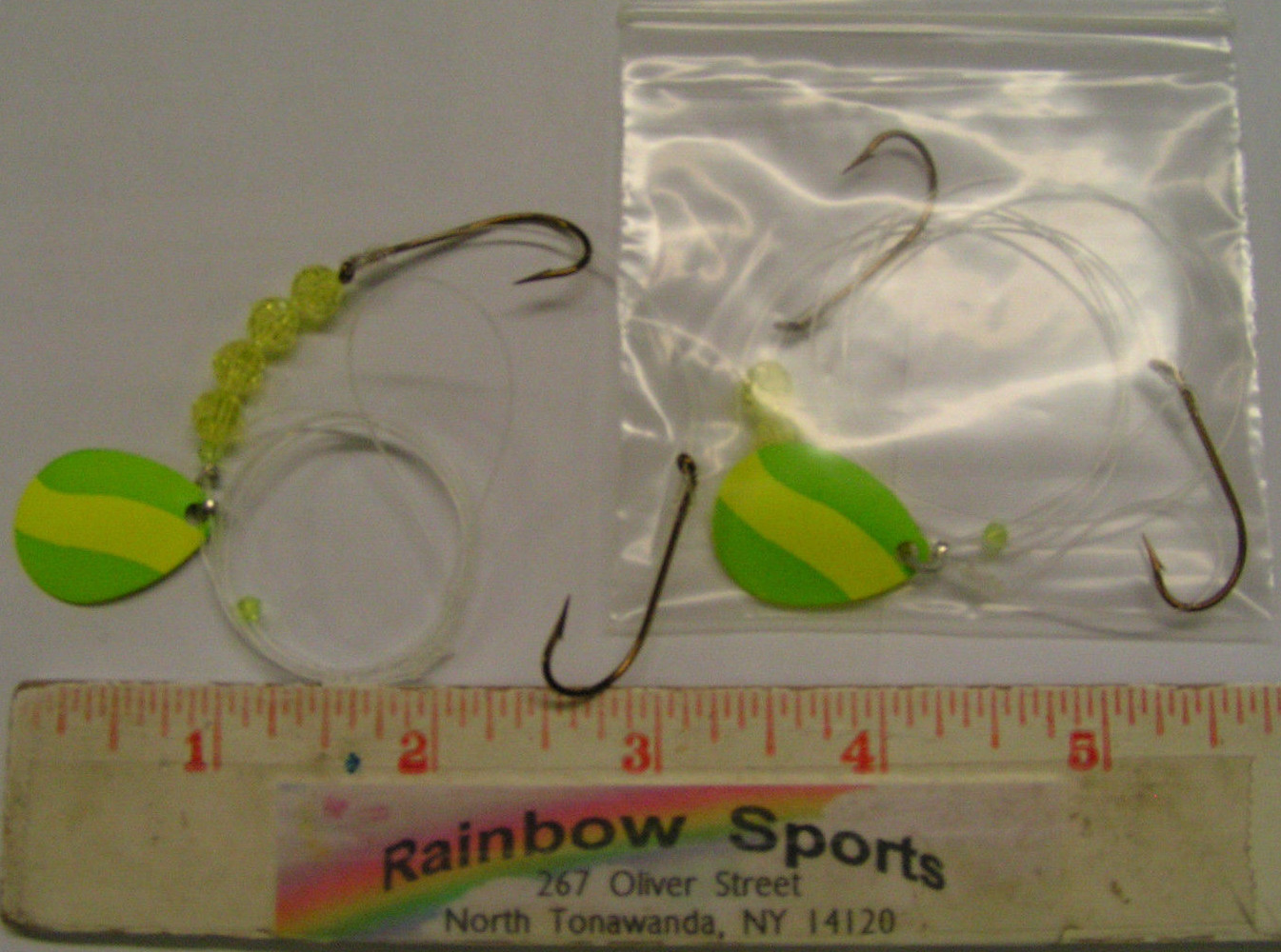 2 CHAMPION WORM HARNESS #3 COLORADO PAINTED LIGHT GREEN/CHARTREUSE SINGLE BLADE
