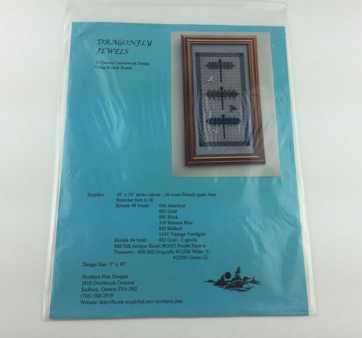 Northern Pine Design Dragonfly Jewels Needlepoint Pattern Gold