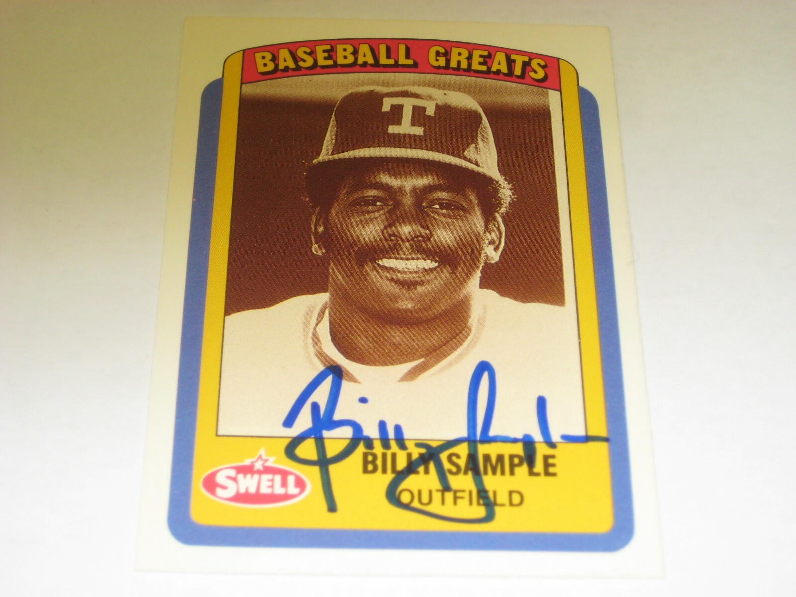 BASEBALL GREAT BILLY SAMPLE (YANKS,BRAVES,RANGERS) SIGNED CARD COA FREE SHIPPING