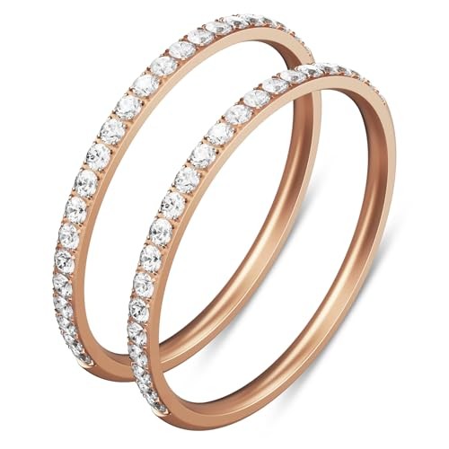 2-Pack 14K Gold Plated Stackable Bands for Oura Ring 5/Oura Ring 8 Rosegold