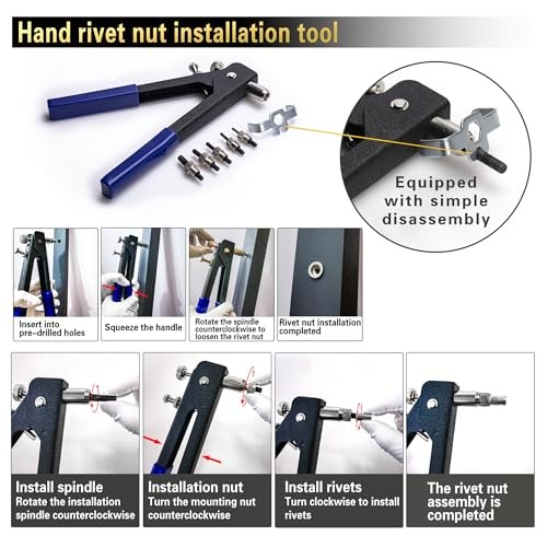 Rivet Nut Tool Kit - 490Pcs Black Zinc - 490 PCS