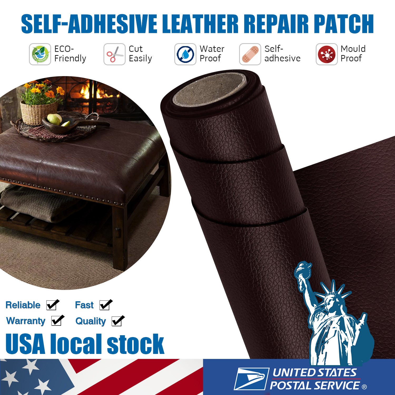 NEW Self Adhesive PU Faux Leather Fabric Repair Patch Kit for Car seat Sofas