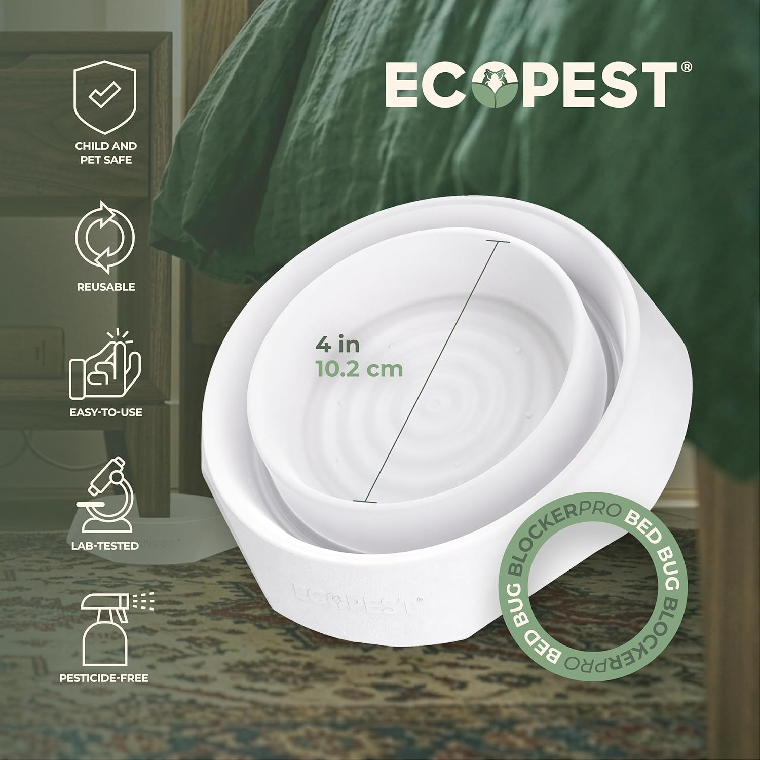 Bed Bug Interceptors – 4 Pack | Bed Bug Blocker (Pro) Interceptor Traps | Insect