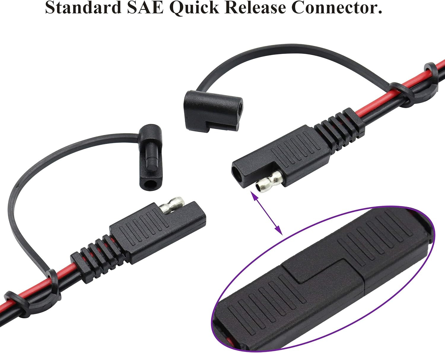 SAE Extension Cable 16 AWG Wire Harness 12V-24V DC SAE to SAE Cable with Switch