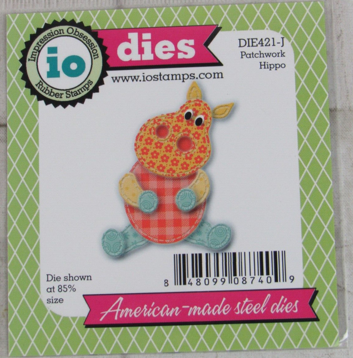 Impression Obsession Patchwork Hippo Die Cut, DIE421-J