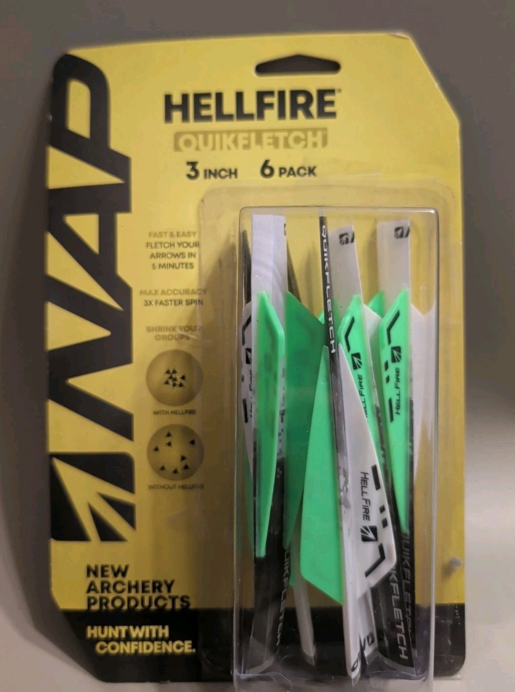 New Archery Products Quickfletch 3" Hellfire Fletching 6 pack NAP Flights Vanes