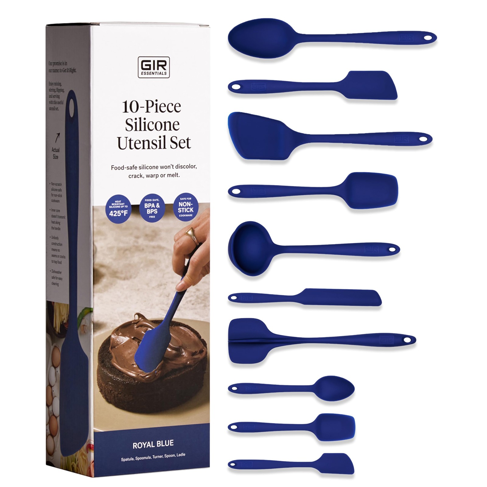 : Get It Right 10-Piece Silicone Essentials Kitchen utensils set - Ladle, Spa...