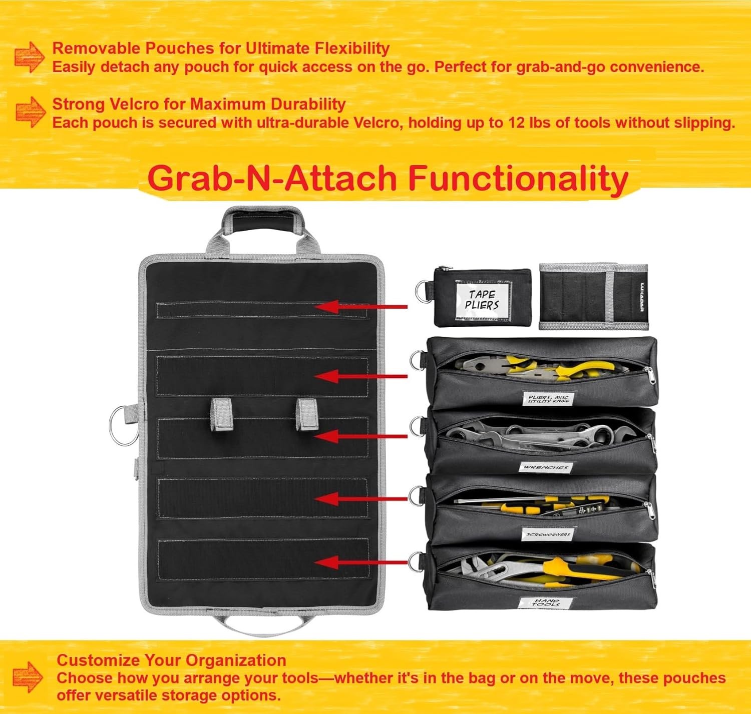 Updated Tool Roll up Tool Bag Organizer Advansed Features Tool Roll Bag Organize