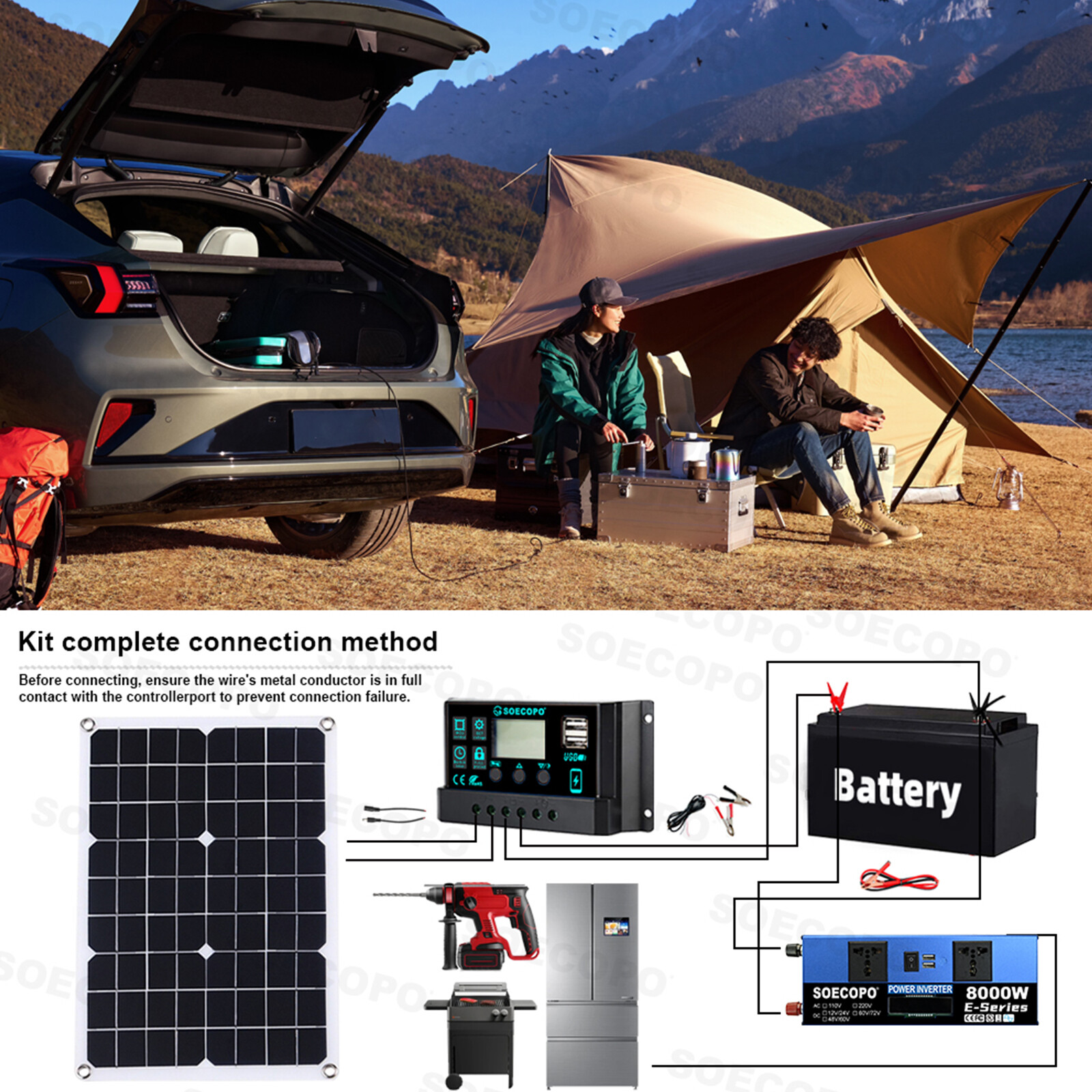 8000w 110v Solar Full Kit Inverter 300W Solar Panel Home 100A Controller System