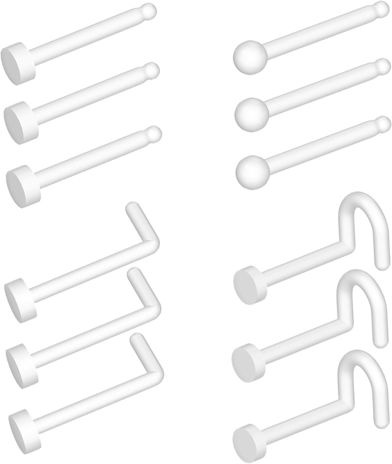 Clear Nose Ring Bioflex Rings Studs L Shaped Corkscrew Body...
