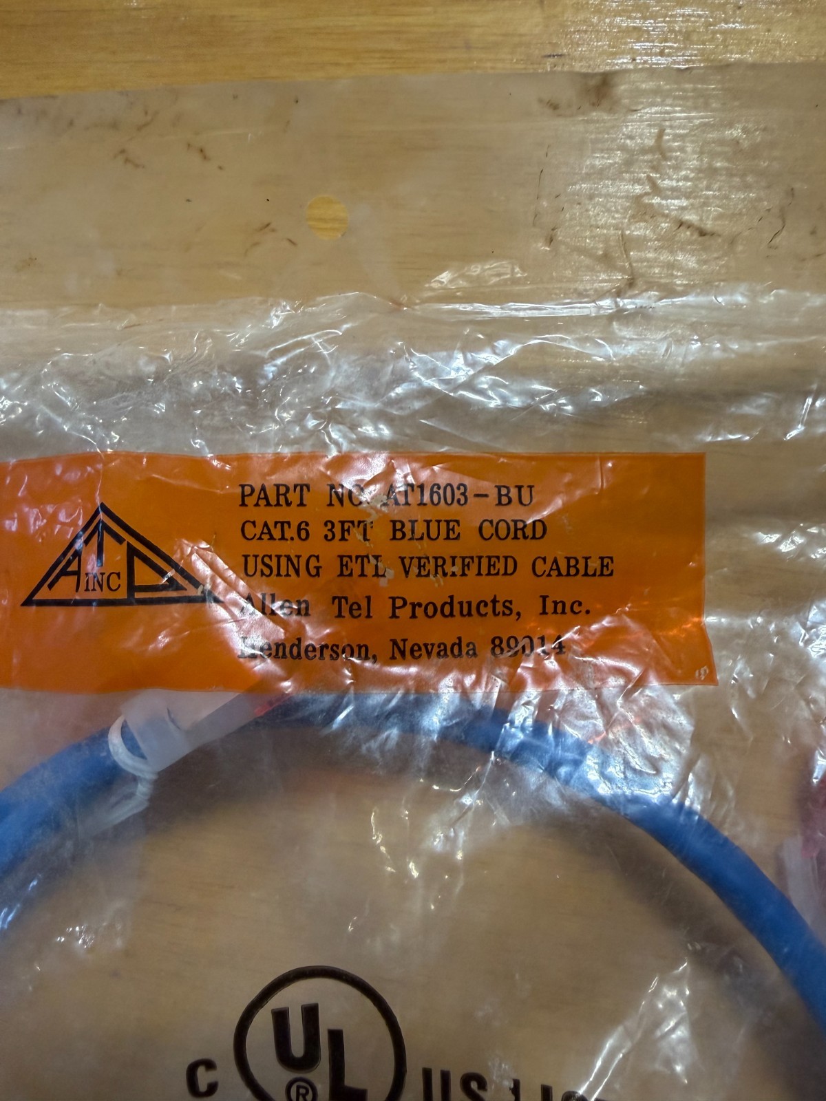 ALLEN TEL AT1603-BU Cat6 Patch Cable 3FT Blue