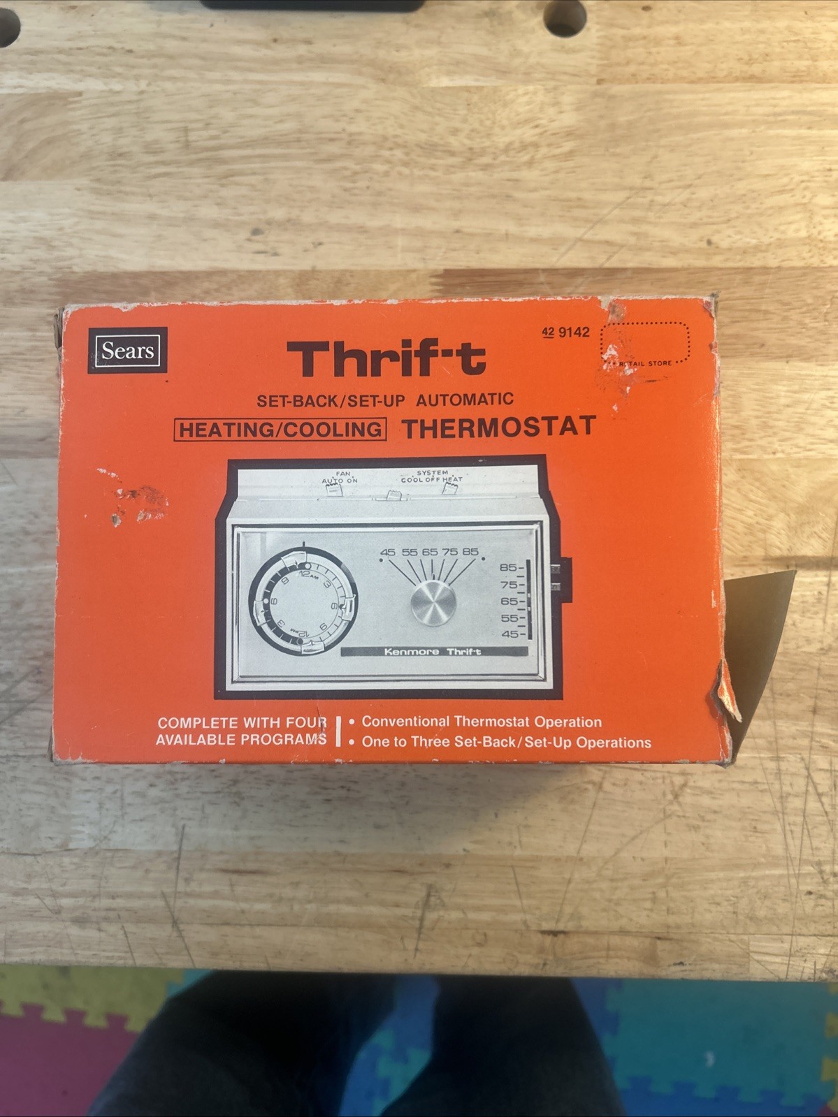 Vintage Sears Thrift T Automatic Heating/Cooling Thermostat NOS 42-9147