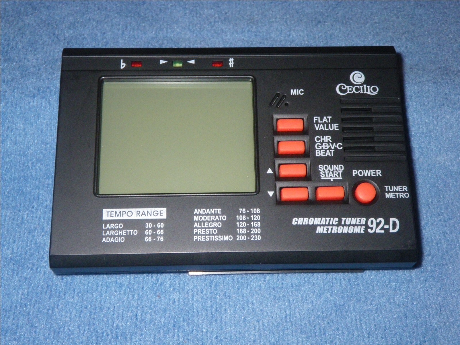 CECILIO 92-D CHROMATIC TUNER + METRONOME for GUITAR BASS VIOLIN CELLO VIOLA ETC.