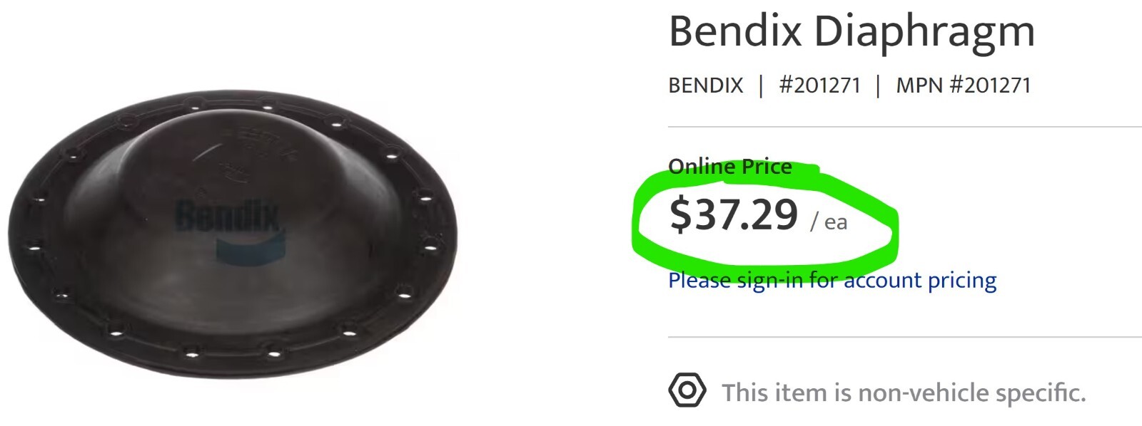 201271 BENDIX 16 Hole AIR BRAKE CHAMBER DIAPHRAGM [BB10]