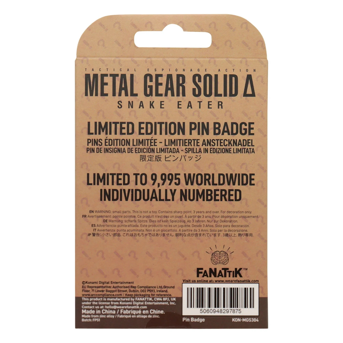 Metal Gear Solid Delta FOX Unit Pin Badge Official Konami Foxhound Solid Snake