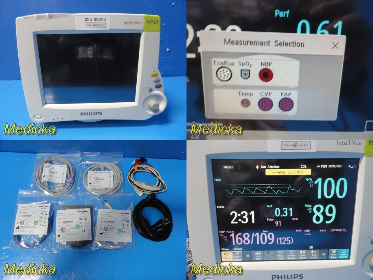 Philips Intellivue MP30 Monitor W/ MMS + Extension Module & Leads  38358