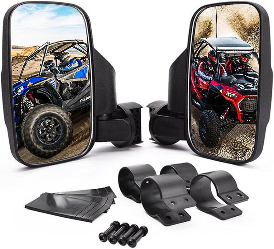 UTV RZR Mirror Offroad Side Rear View Mirrors with LED Spot Light Compatible wit