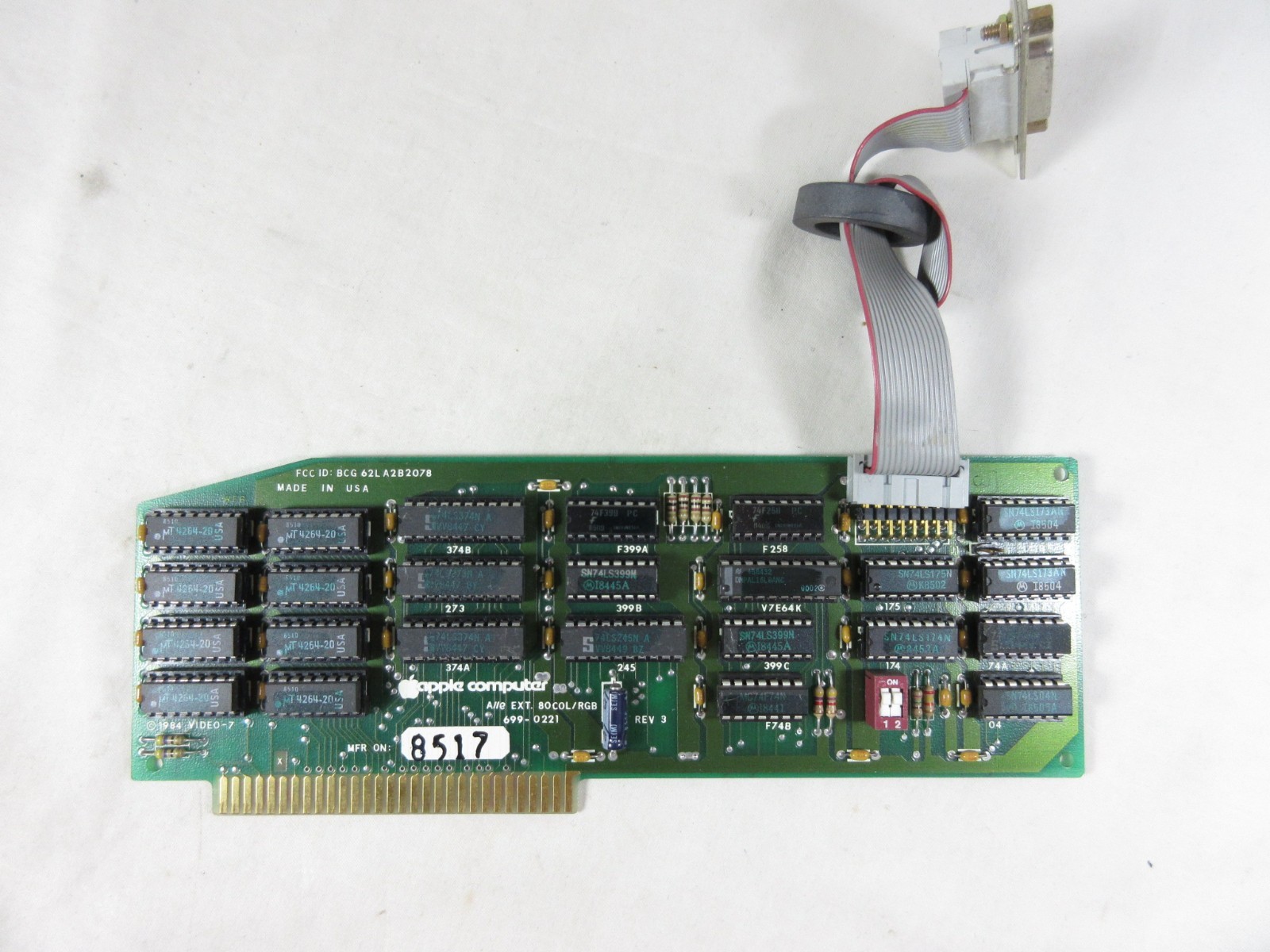Apple IIe, II, EXT. 80COL/RGB Card with Cable, 699-0221, Working, in Good Shape