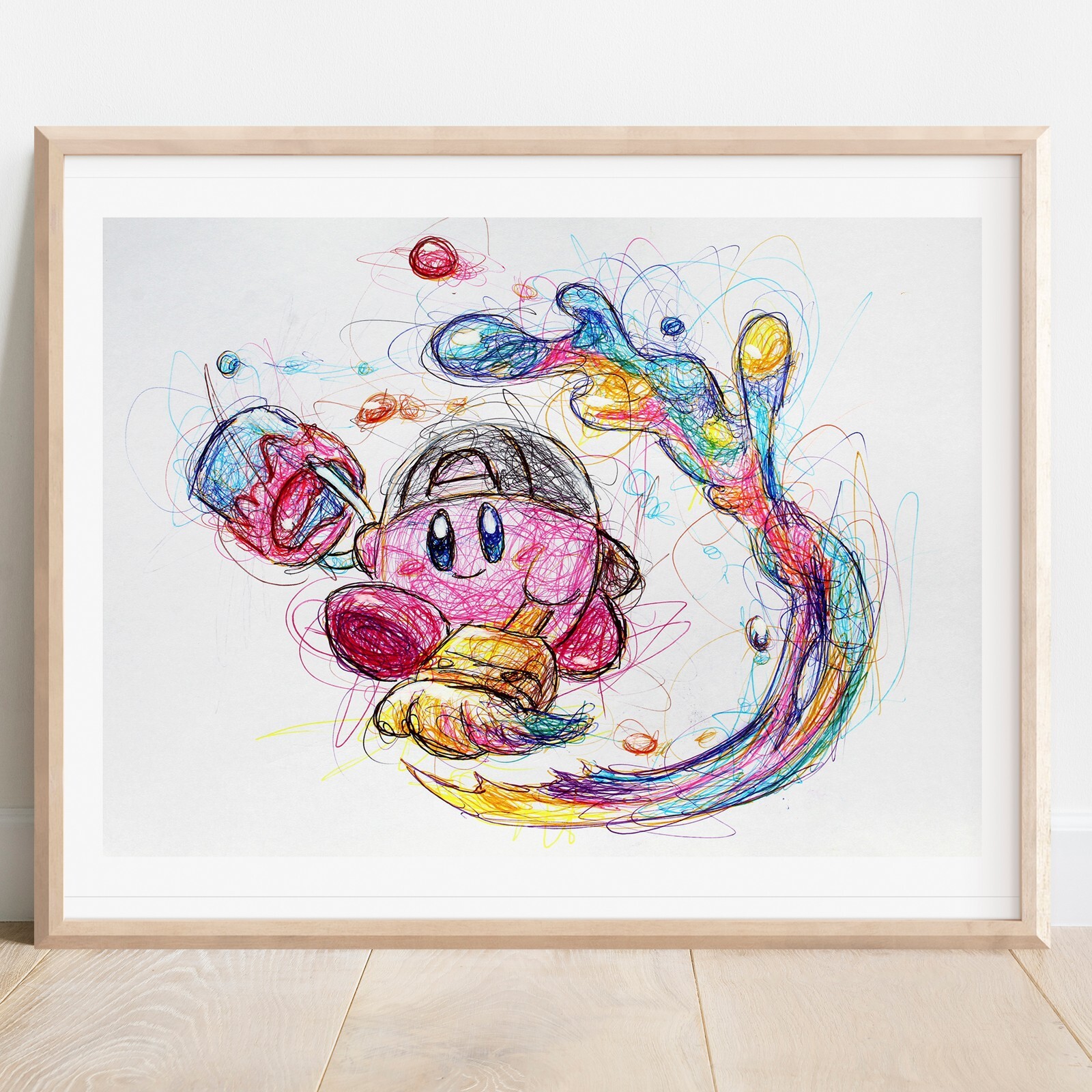 Paint Kirby Ballpoint Pen Print, Kirby's Dreamland Artwork