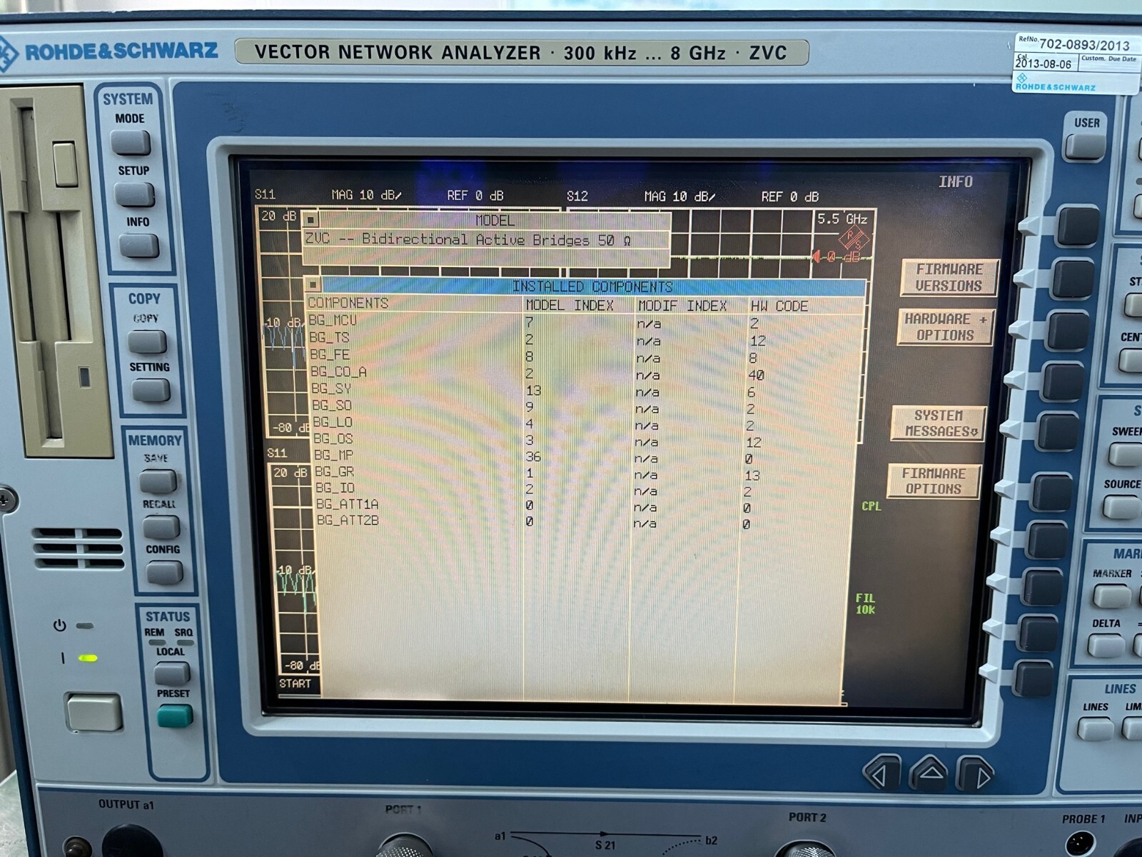 Rohde & Schwarz ZVC Vector Network Analyzer 300kHz- 8GHz , 2 ports