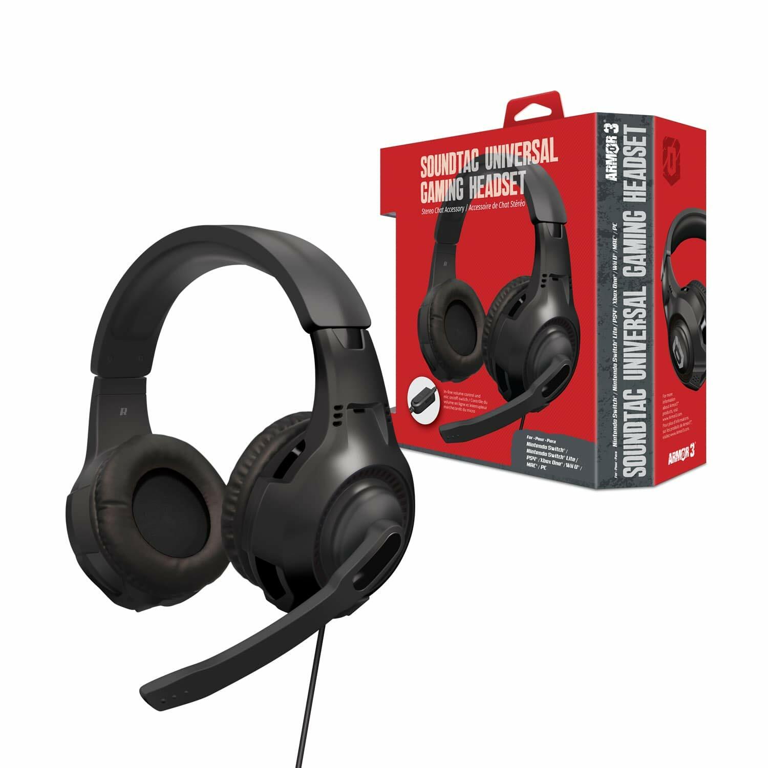 Universal Gaming Headset for Switch/ PS4/ Xbox One/ Wii U/ PC/ Mac (BLACK) - NEW