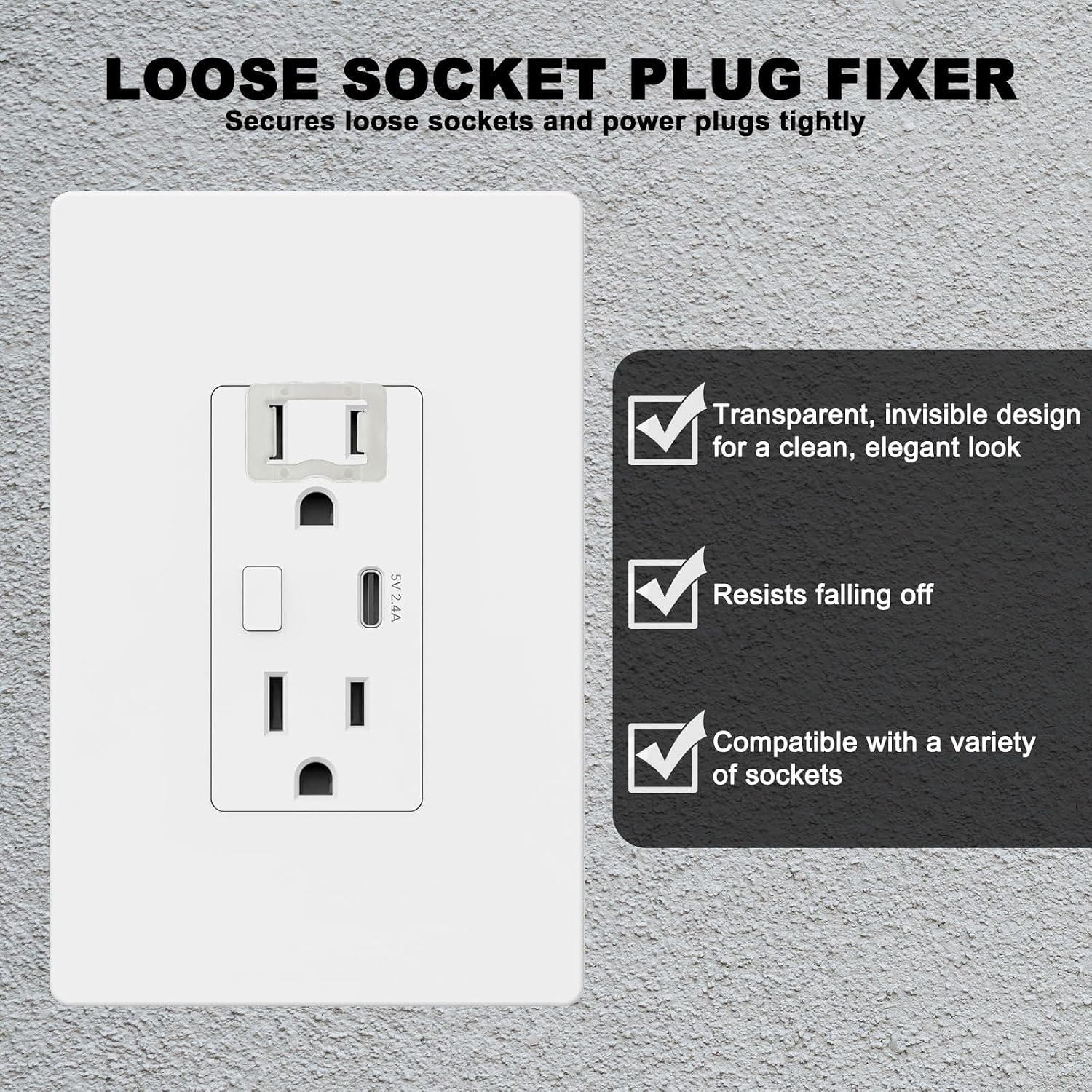 30 Pack Secure Plug Lock for Loose Outlets, Plastic Socket Tightener Insert - Un