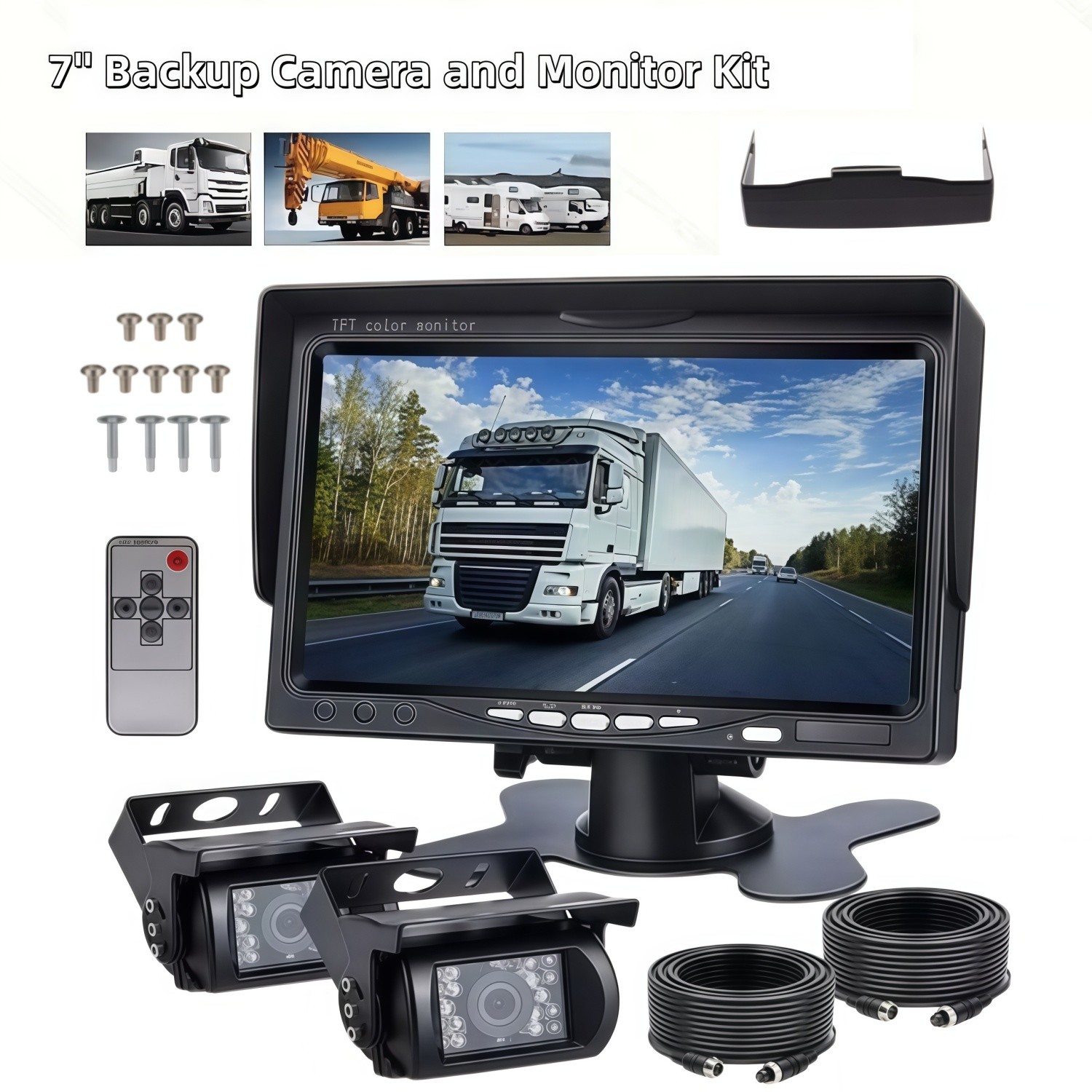 7'' Backup Camera and Monitor Kit System Back Parking Night Vision For Truck RV