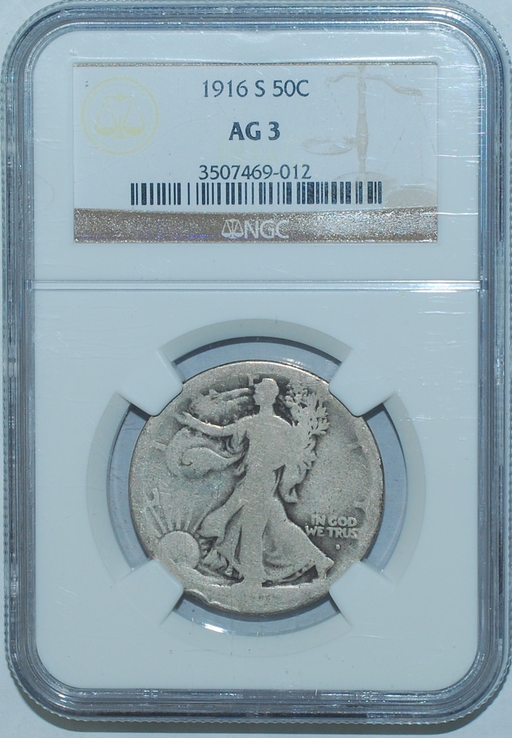 1916 S NGC AG3 Walking Liberty Half Dollar